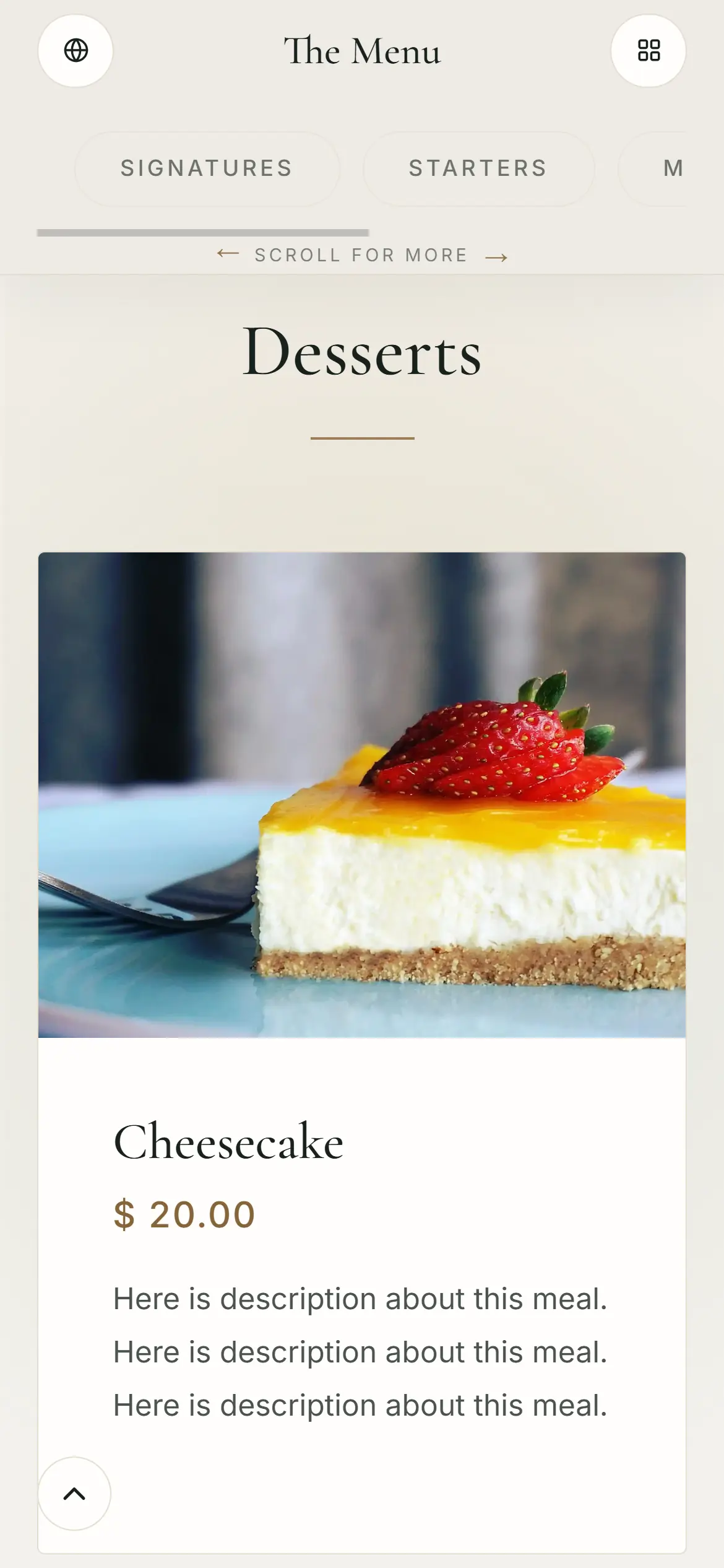 Browsing a menu with no cart or ordering
